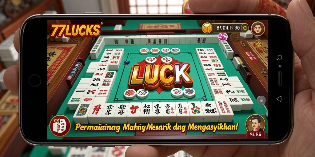 Tampilan gameplay 77LUCKS menampilkan keseruan permainan Mahjong.