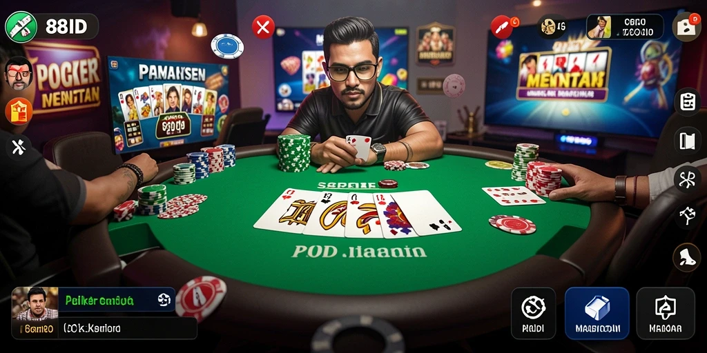 Screenshot gameplay menampilkan momen seru permainan Poker di 88ID.
