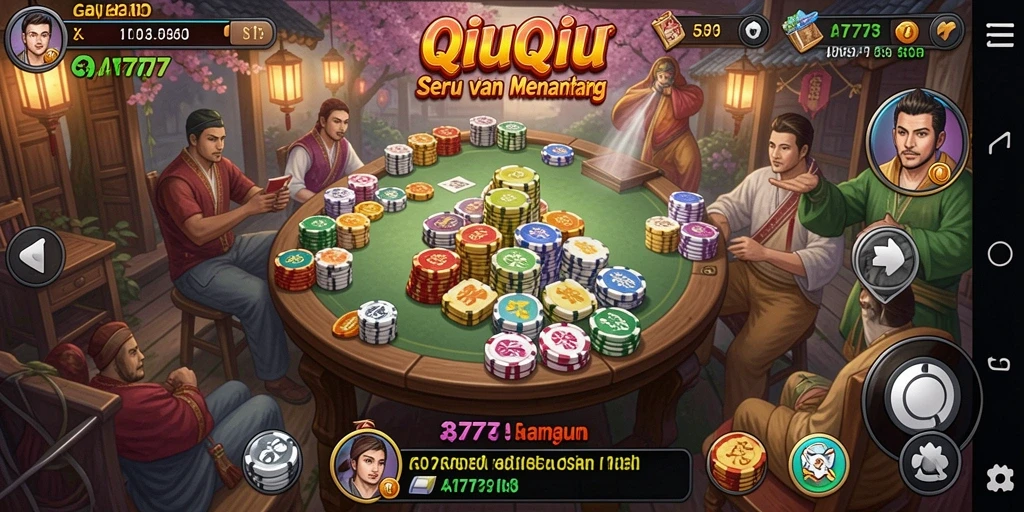 Gameplay seru dalam A7777 yang menampilkan strategi QiuQiu.
