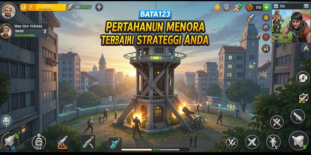 Screenshot BATA123 menampilkan strategi menara dalam gameplay Tower Defense.