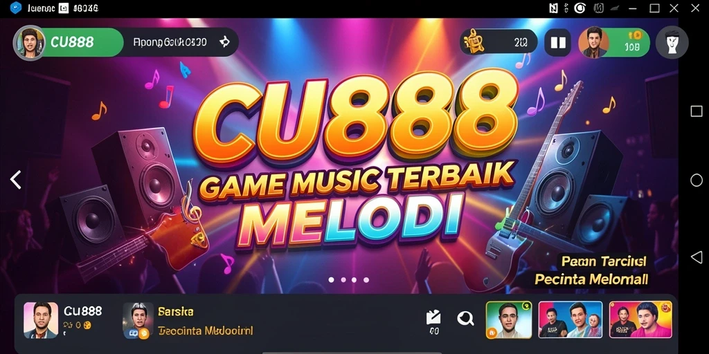 Tangkapan layar utama CU888 menampilkan antarmuka permainan musik yang menarik.