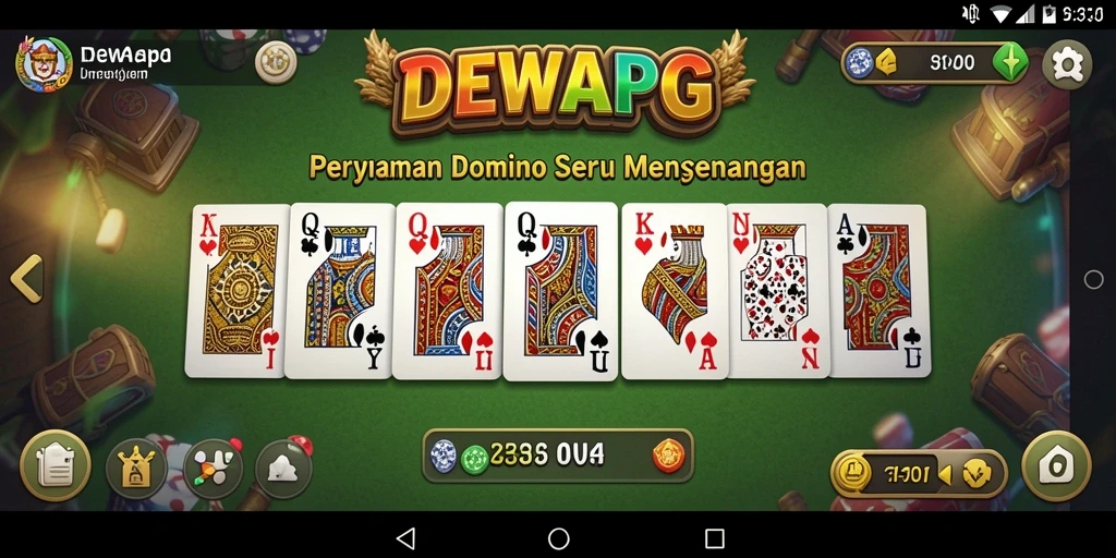 Tampilan gameplay menarik DEWAPG dengan dominasi kartu Domino.
