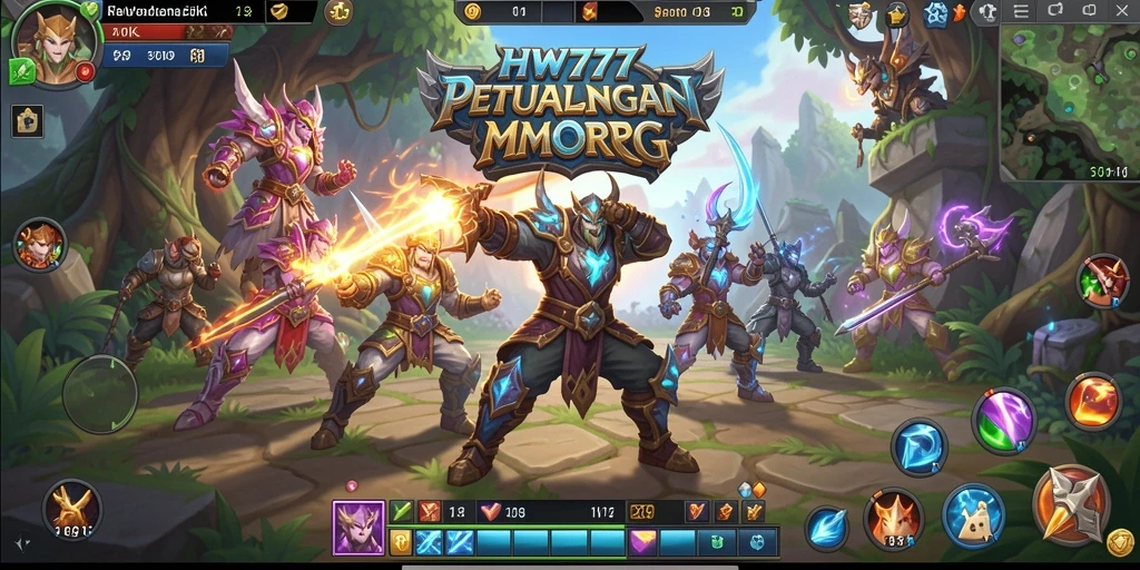 Tangkapan layar HW777 menampilkan aksi seru dalam pertempuran MMORPG.