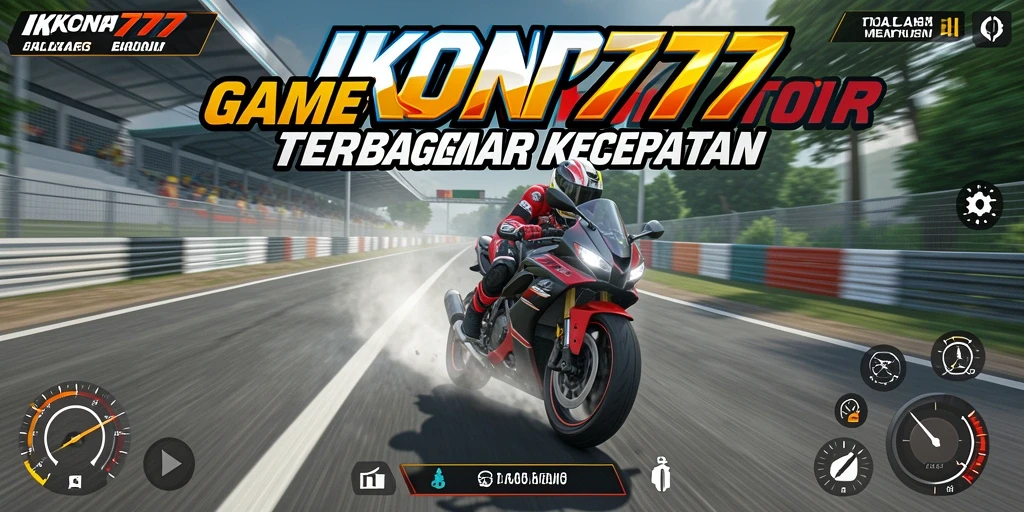 Tampilan gameplay balap motor yang cepat dan mendebarkan di IKON777.