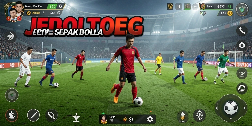 Tangkapan layar dari gameplay JEBOLTOGEL menunjukkan aksi pertarungan sepak bola yang mendebarkan.