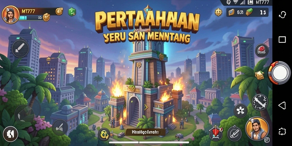 Tampilan gameplay seru dari game Tower Defense MT777.
