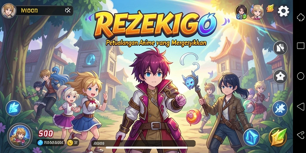 Tangkapan layar REZEKIGO menampilkan pertarungan karakter Anime yang intens.