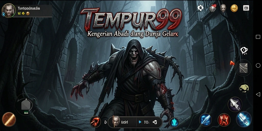 Screenshot gameplay TEMPUR99 menampilkan suasana horor yang mencekam.