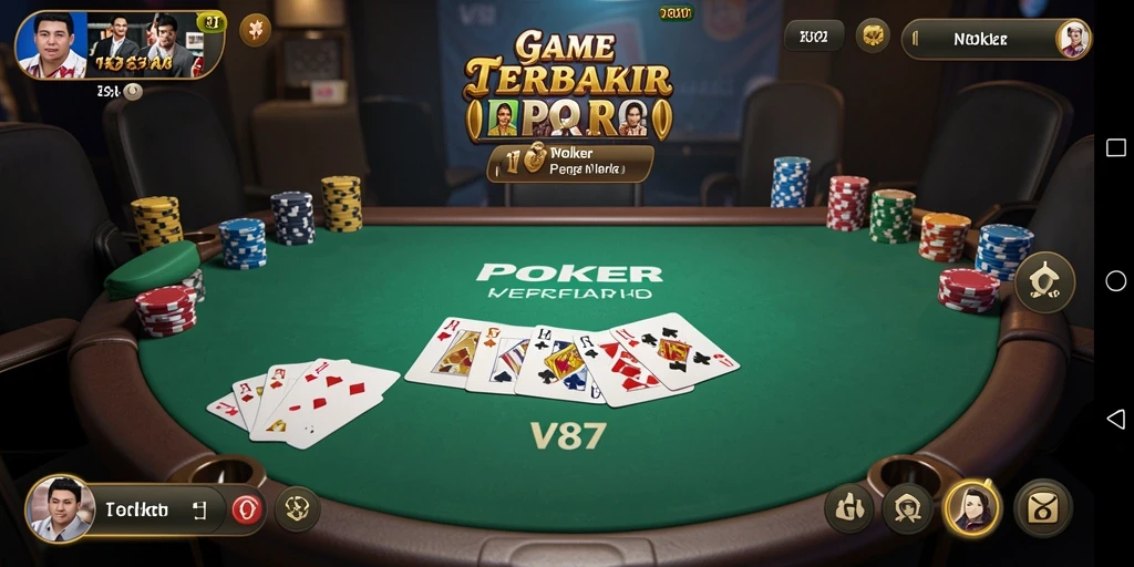Tampilan menarik dari gameplay V87 dengan Poker yang seru.