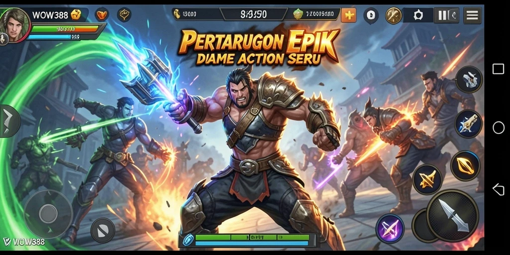 Tampilan gameplay WOW388 yang intens dan seru saat bertarung.